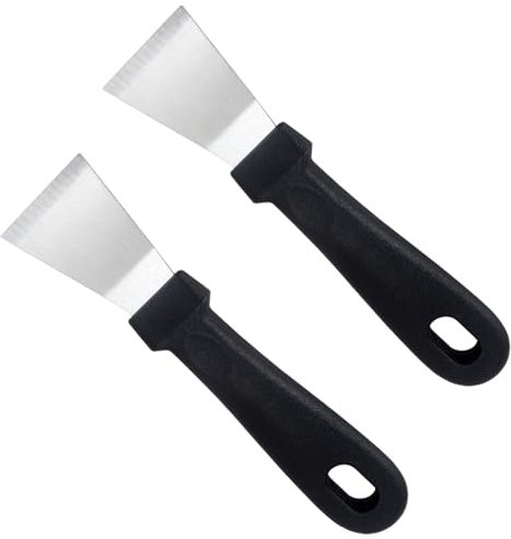 2Pcs Cleaning Scraper Multifunctional Stainless Steel Stove Scraper Tool Quickly Removes Dirt Stains Suitable for Tiles Walls Glass Black Curved Home Tools Equipment