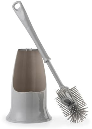 Beldray Antibac Silicone Toilet Brush - Includes Holder, Built In Rim Cleaner, Treated With Zinc Prythione To Reduce Bacteria Build Up, Non-Scratch Bristles, Easy Grip Ergonomic Handle, Slim Design