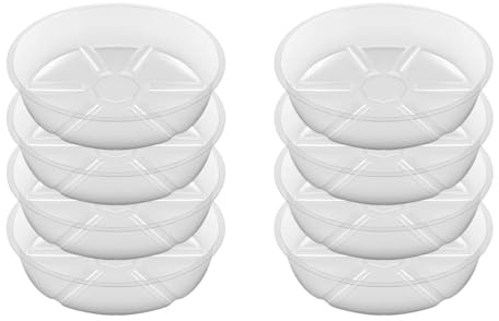 Rersduyt 8 Pack Clear Plant Saucer 12 Inch Plastic Plant Saucers Thicker Plant Tray Flower Pot for Indoor Outdoor Garden