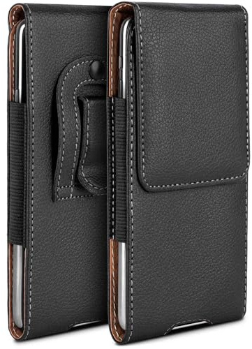 moex Plug Case für Nothing Phone (3a) Pro Hülle mit Gürtelclip, Handy Gürteltasche PU Leder, Handyhülle zum Einstecken, Lederhülle Gürtel Schutzhülle Einsteckhülle Etui, Schwarz