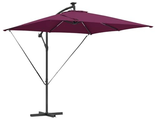 vidaXL Cantilever Banana Parasol Bordeaux red 249 x 249 x 250 cm, Contemporary, Tiltable Solar Umbrella, Outdoor Sun Shade Solution, Garden Canopy for Terrace, UV Protection Parasol