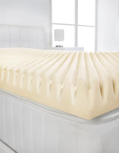 Littens 4 (100mm) Emperor Bed Size Memory Foam Mattress Topper, Extra Deep, Visco, Profile, Egg Shell Crate Box, Orthopaedic, Support, Pain Relief (6ft6, 200cm x 200cm) UK Made