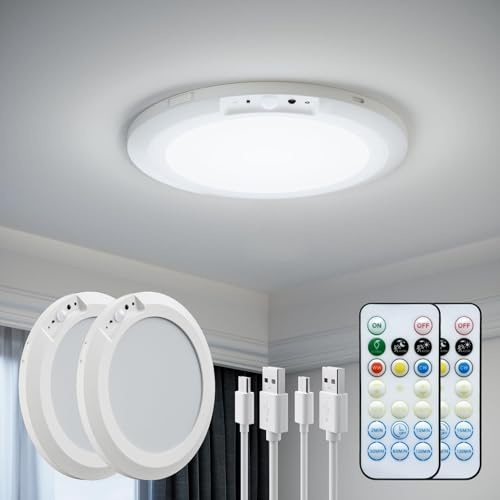JACKYLED Bewegungsmelder Deckenleuchte, 10000mAh Akku, Magnetisch & Fernbedienung - Für Bad, Flur, Schrank, Gartenhaus