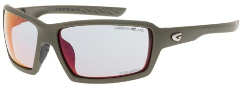 GOG ELBRUS Gletscherbrille Fotochromatisch Kat 1-4 UV400 Grün Rot | Fotochromatische Gletscherbrille Kat. 1-4 mit abnehmbarem Seitenschutz & Hardcase.
