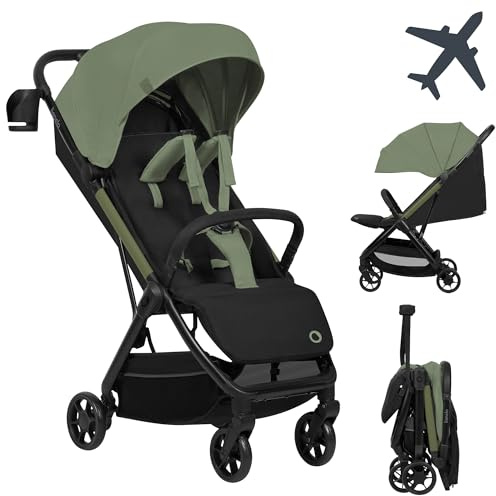 Lionelo Julie Air Buggy bis zu 22 kg von 6 m bis 4 Jahre Für Flugzeug | Schwenkräder 360° Federung Einhand-Faltmechanismus Rückenlehnenverstellung Verdeck LSF50+, Leichtgewicht