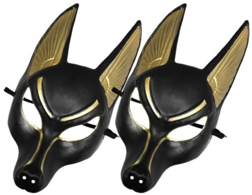 BESPORTBLE 2 Stück Ägyptische Anubis Masken Cosplay mit Verstellbarem Band Leichte Kunststoff Masken für Halloween Maskenball und Kostümparty