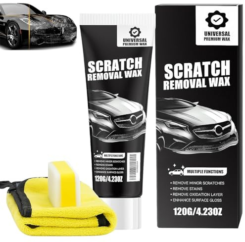 Car Scratch Remover, Scratch Remover Kit for Cars, 120ml Scratch Removal Wax Car Polish Kit, Car Paint Scratch Repair Paste with Wipe and Sponge, Restore Surface Shine