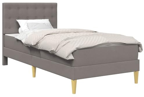 vidaXL Bettgestell mit Matratze mit Kopfteil Taupe 90 x 190 cm Stoff, Moderner rechteckiger Bettrahmen, langlebige Schlafzimmermöbel, platzsparende Schlaflösung, komfortable Matratzenbasis für Zuhause