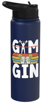 Gym Gin Retro Inspired Alcohol Drinking Fitness Bartender Stainless Steel Insulated Water Bottle