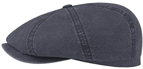 Stetson Hatteras Ballonmütze aus Bio-Baumwolle Herren - Nachhaltige Baumwollcap - Flatcap mit UV-Schutz 40 - Schiebermütze - Flat Cap Frühjahr/Sommer blau M (56-57 cm)