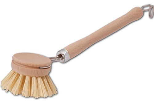 Holz-Spülbürste, 24 cm, großer 5,3 cm Bürstenkopf zum Wechseln, gutes Spülergebnis durch stabile Fibre-Borsten, hitze-beständige Abwasch-Bürste aus Buche, Made in EU