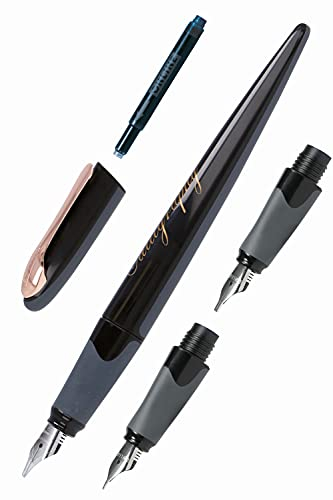 Online Air Kalligrafie Set Black Rose I Schönschreibfüller mit Kombipatrone & 3 Federn in den Strichstärken 0,8/1,4/1,8mm I Kalligraphie Füller Geschenkset I für Standard-Tintenpatronen & Konverter