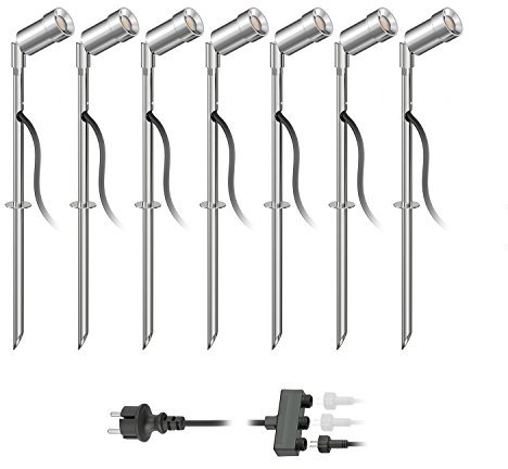ledscom.de LED Gartenstrahler Spico mit Erdspieß für außen IP44 je 105lm warm-weiß 7er Set