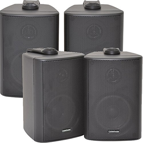 2x Pair | 3” 60W 8 OHM | BLACK 2 Way Compact Wall Mounted Speakers | Mini HiFi Surround Sound Passive Background Music Cabinet Corner | 4 Speaker Home Audio Set