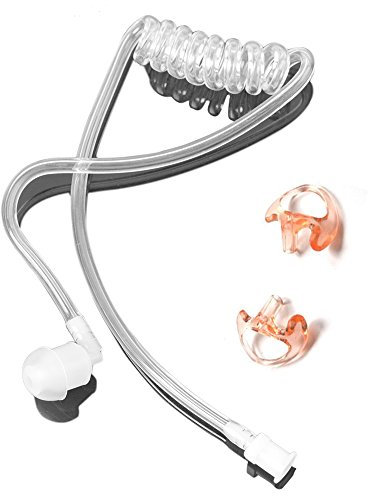 HYS Replacement Air/Transparent Acoustic Coil Tube Earbud Audio Kit and Silicone Ear Buds Medium Earmold for Walkie Talkie Earpiece (1 Pack, Transparent)