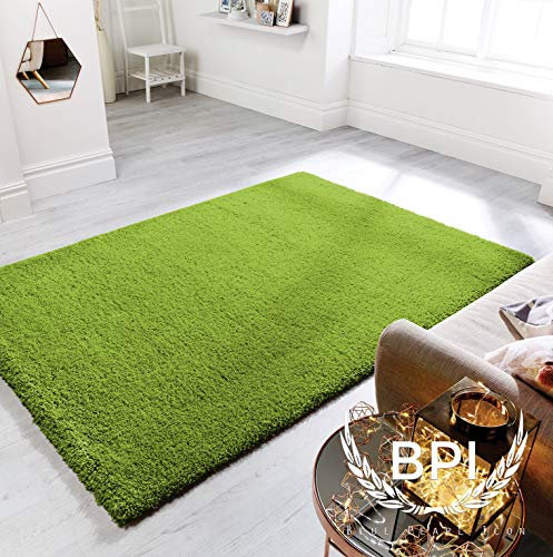 BPIL Shaggy Rugs Soft plain Thick Pile Large Small Antiskid Area Rug Green Color Size (60x110cm)
