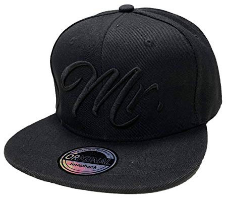 JameStyle26 Mr. & Mrs. Snapback Set USA Cap Kappe Basecap Mütze Trucker Cappy Kult Partner Look (Mr. Black Edition)