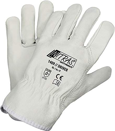 Power&Handel NITRAS Arbeitshandschuhe Driver, Grße 9 grau, Rindvollleder, 12 Paar