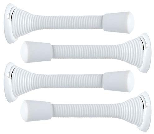 Sourcing Map 4 Pack Door Stop Wall, Rust Resistant, Noise Cancellation, 3 Spring Door Stoppers, Protect Doors White