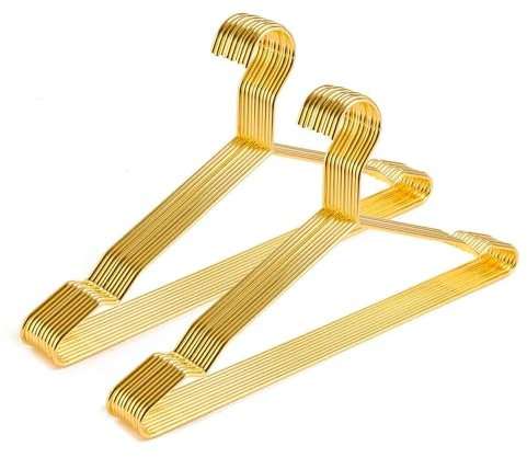 Better to U Robuster Kleiderbügel, 43,2 cm, goldfarben, verchromt, 20 Stück | Glänzende goldene Drahtbügel mit großen Kerben für Camisles, Anzüge, Hosen und Hochzeitskleider für