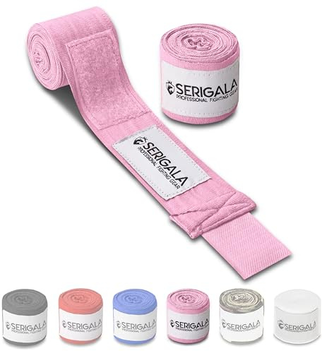 Serigala Boxbandagen 4,5 m mit Daumenschlaufe | Halbelastische Kampfsport-Bandagen mit breitem Klettverschluss für Boxen, MMA, Muay Thai & Kickboxen