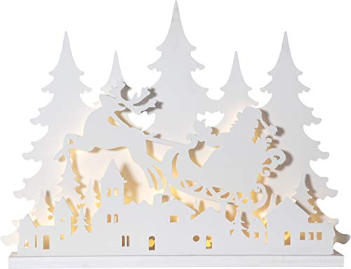Star Rentiere, Santa,Wald 89 warmwhite LED, weiß, ca. 75x60 cm, Holz, 650-11