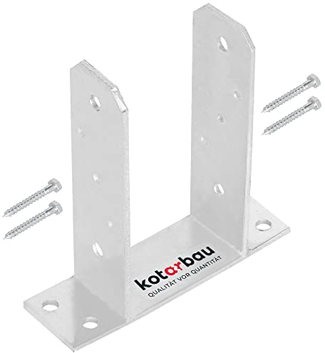 KOTARBAU® Support de Poteau en U 100 mm Support Poteau a Visser - Poteau carré en bois - Plaque de sol - Support Poteau Bois Ancre Galvanisé à Chaud Fixation Poteau Bois
