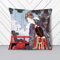 Big Box Art Lady with Fan by Yashima Gakutei - Cushion Cover Throw Pillow with Insert for Sofa Chair Bed - White Rear - 40x40 cm