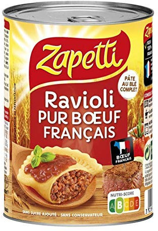 ZAPETTI - Ravioli Pur Boeuf Francais 400G - Lot De 4 - livraison offerte