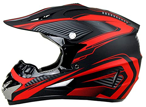 Woljay Motorrad Motocross Offroad Integralhelm Helm Kreuz E-Bike UTV Dreckiges Fahrrad Downhill DH Rennen - 3 Geschenk (Groß, Rot)