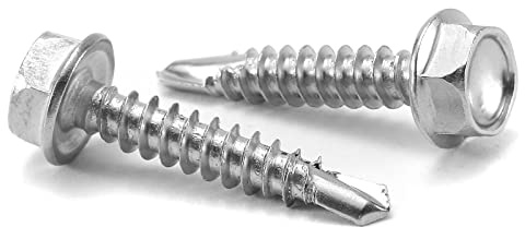 #10 x 1 Sheet Metal Screws 100PCS 410 Stainless Steel Hex Washer Head Fast Self Tapping Screws by SG TZH