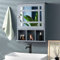CASART Wall Mounted Bathroom Cabinet, Single Door Storage Mirrored Cupboard with Adjustable Shelf and 3 Open Compartments, Wooden Mirror Organizer for Bedroom, Living Room, Bathroom (Grey)