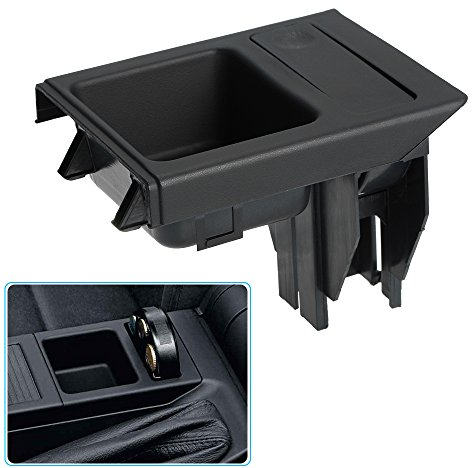 VISLONE Getränkehalter in der Mittelkonsole des Autos, Ablagefach für Automünzenschlüssel Ersatz für B MW 3Series E46 1998-2004, Schwarz