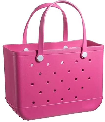 Forrader EVA wasserdichte Strandtasche, Gummi-Reisetasche, sanddicht, große Handtasche für Sport, Fitnessstudio, Reisen, Markt, Outdoor, Pink, X-Large