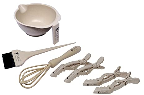 Kumi Professional Wheat Eco-Friendly Oatmeal 7 Piece Tint Bowl & Brush Kit - Ideal for Professional or Home Use