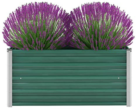 homiuse Lit Surélevé de Jardin 100x40x45cm Lit de Plantation Facile à Assembler Pot pour Fleur Plant Légum Décorer Jardins Balcons ou Patios Jardinieres Exterieur Acier Galvanisé Vert