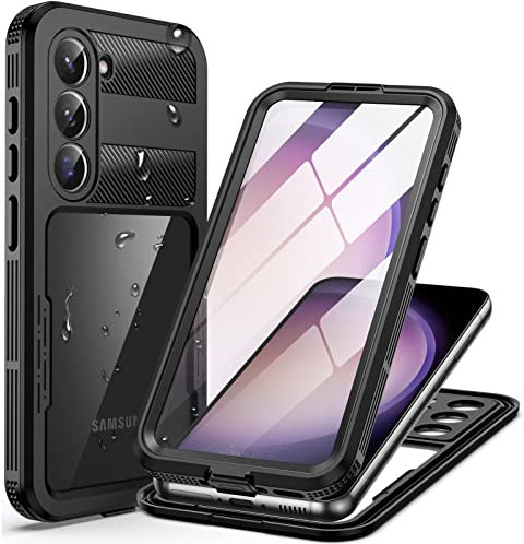 Focusor Hülle für Samsung Galaxy S23 Plus 5G Hülle, HandyHülle für Samsung S23 Plus IP68 Wasserdicht 360 Schutzhülle, Stoßfest Staubdicht Outdoor Panzerhülle mit Eingebautem Displayschutz,Schwarz