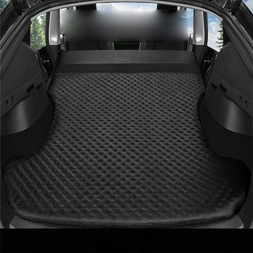ALINZO Auto Aufblasbare Luftmatratze, Outdoor Camping Aufblasbares Spezielles Tragbares Wildleder Stoff Auto Reisebett, Für Tesla Modell 3 Modell Y 2017-2022,Black-Y