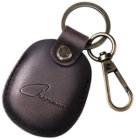 Custodia per Apple AirTag, portachiavi Airtags, in vera pelle, custodia nascosta per Air Tag (caffè)
