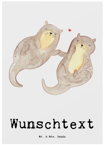 Mr. & Mrs. Panda Personalisierte Postkarte Otter Partner - Personalisierte Geschenke, Postkarte mit Wunschtext, Postkarte personalisierbar,