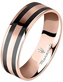 Maserati Ceramic Herren Ring aus Stahl, Keramik, IP Roségold - JM223ATZ24019