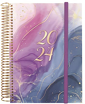 Finocam - Agenda Espiral Design Kollektion 2024, 1 Tag Seite, Januar 2024 – Dezember 2024 (12 Monate), Französischer Goldy