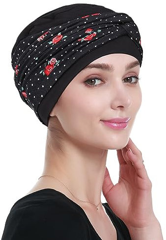 Chemo Head Wraps für Frauen Sommer Rose Schwarz