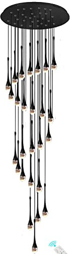 138''/350 cm Foyer Eingang Kristall-Kronleuchter großes Wohnzimmer 26 Lichter schwarze Treppe Hänge-Kronleuchter hohe Decke hängende Kristall-Säulen-Kronleuchter Dachboden dimmbar 2700–6000 K