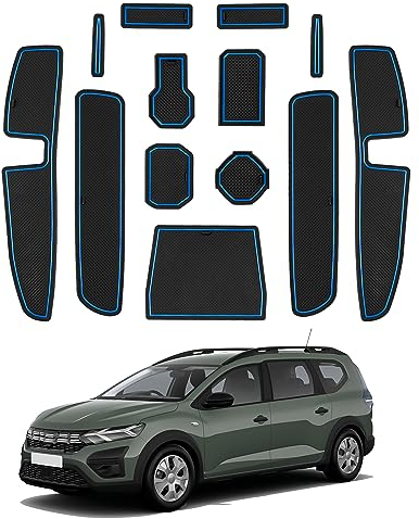 CDEFG Compatible avec Dacia Jogger 2021-2023 2024 Hybrid/Extreme Tapis Anti-poussière Antidérapante, Jogger Hybrid Extreme Intérieure Tasse Boîte de Bras Tapis de Stockage Jogger Accessoires (Bleu)
