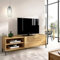 Dmora Mobile Porta TV Asinara, Credenza Bassa da Soggiorno, Madia da Salotto per Televisione, 155x43h47 cm, Rovere Nodi