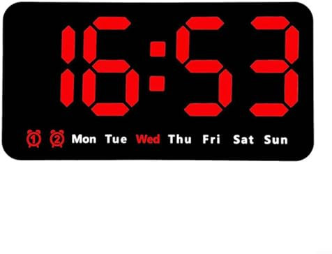 High-Definition LED Display Radio-Controlled Alarm Clock with Projection Temperature Display (Red)