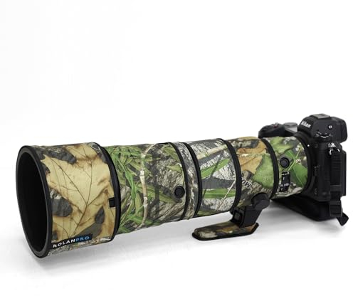 ROLANPRO Custodia impermeabile mimetica per obiettivo Nikon Z 600 mm F6.3 VR S, copertura antipioggia, custodia protettiva per obiettivo, #17, giungla impermeabile