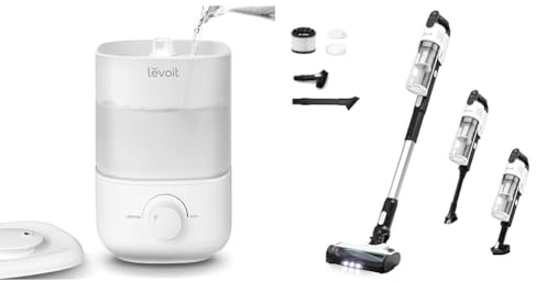 LEVOIT 2,5L Mini Luftbefeuchter bis 25H für Schlafzimmer Kinderzimmer, 26dB leise Top-Fill Humidifier + LEVOIT Akku Staubsauger mit Tierhaardüse, Anti-Haar-Verwicklung, max 50min Laufzeit