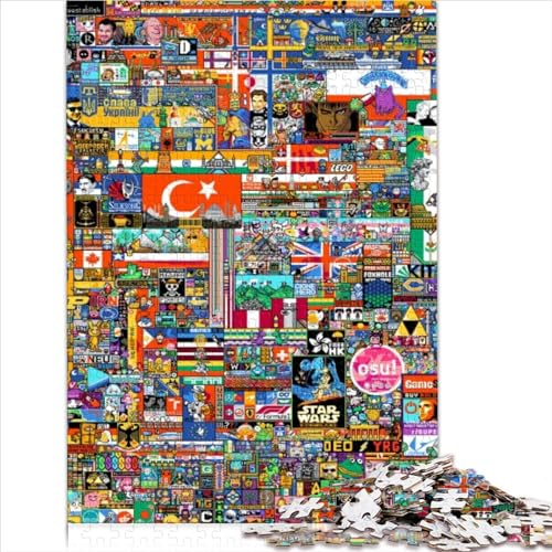YOITS Puzzles für Erwachsene und Kinder, World Pixel Art, 1000-teiliges Holzpuzzle, Spielzeug für Erwachsene, Jungen und Mädchen ab 12 Jahren, Lernspiel, Größe (50x75 cm)
